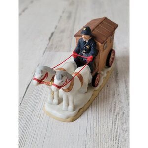 Lefton 1989 police horse wagon Village accessory Xmas